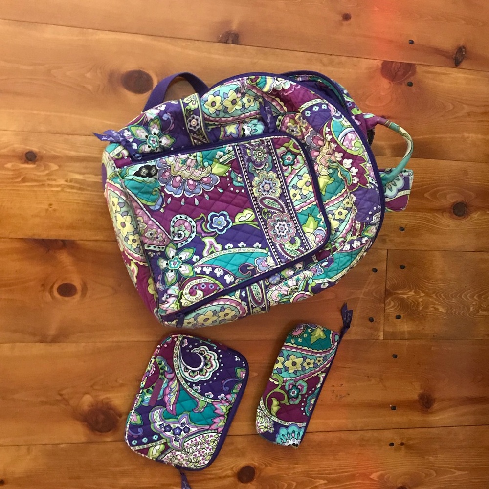 Vera Bradley bundle backpack+iPad case+pencil case